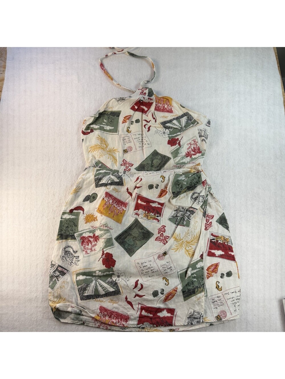 REFORMATION Women's Dress 100% LINEN Vacaciones Print Size 6 travel Euro Summer